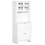 HOMCOM Armario Alacena de Cocina Buffet Aparador Organizador con 7 Estantes y un Cajón Extraíble 4 Puertas con Baldas Ajustables 101x39x180 cm Blanco(c-6)