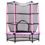 HOMCOM Cama Elástica Infantil Trampolín para Niños con Red Protectora Puerta con Cremallera +3 Años para Interiores y Exteriores Marco Acero 140x140x158 cm Rosa