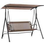 Outsunny Columpio de Jardín de 2 Plazas Silla Balancín con Parasol Techo Ajustable en Ángulo Terraza Balcón Exterior Carga 200 kg 172x110x155 cm Negro(c-2)