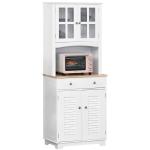 HOMCOM Armario Alacena de Cocina Buffet Aparador Organizador con 7 Estantes y un Cajón Extraíble 4 Puertas con Baldas Ajustables 101x39x180 cm Blanco(c-1)