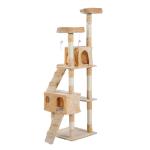 PawHut Árbol Rascador para Gatos de Múltiples Niveles con Cuevas Escaleras Juguetes Colgantes Camas Centro Actividades Sisal 50x50x170 cm Beige(c-2)