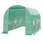 Outsunny Invernadero de Jardín 600x300x200 cm Tipo Túnel para Cultivo Plantas Verduras con 8 Ventanas Transpirables y Puerta Enrollable con Cremallera Acero Blanco(c-4)