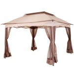 Outsunny Carpa Plegable 3.25x3.25m Gazebo Pabellón Cenador Jardín Doble Techo Mosquitera Bolsa Transporte Marco Acero Tela Poliéster Resistente de Agua(c-1)