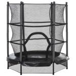 HOMCOM Cama Elástica Infantil Trampolín para Niños con Red Protectora Puerta con Cremallera +3 Años para Interiores y Exteriores Marco Acero 140x140x158 cm Negro