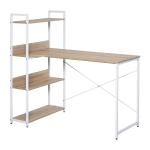 HOMCOM Mesa Escritorio Giratoria Mesa de Ordenador Esquinera Forma de L con Cajón Estantes Abiertos Armario 140x117x76 cm Blanco y Madera(c-2)