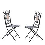 Outsunny Conjunto 3 Piezas de Ratán de Jardín Plegables Juego de Mesa 60x60x72 cm y 2 Sillas 60x47x83,5 cm para Patio Balcón Terraza Exterior Metal Negro(c-3)
