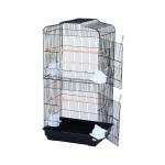 PawHut Jaula para Pájaros Pajarera con 2 Puertas 4 Comederos y 3 Perchas Columpio Asa de Transporte para Loro Canario Periquito Marco Metálico 47,5x36x91 cm Negro(c-2)