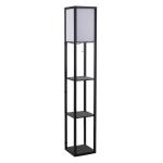 HOMCOM Estantería Librería Alta de 3 Niveles con Bombilla para Salón Dormitorio Adornos Estantería Moderna para Sala Estante de Exposición Blanco y Negro 26x26x160cm