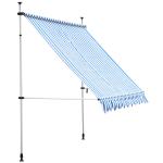 Outsunny Toldo Plegable de Ventana 197x250x200/300cm Montando en la Pared para Exterior Extensible Altura Regulable con Manivela Color Azul y Blanco