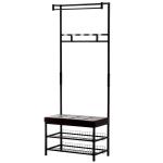 HOMCOM Colgador de Ropa Perchero Metálico con Ruedas con Riel Estantes Cajones para Organizar Ropa Bolsos Zapatos para Hogar Vestidor Pasillo 99x47x185cm(c-1)