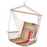 Outsunny Sillón Colgante Columpio Hamaca con Cojín Reposacabezas Multicolor para Interior Exterior Transportar y Guardar Fácil 100x106cm