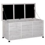Outsunny Baúl de Madera Exterior Caja de Almacenamiento de Jardín con Tapa Abrible y Diseño Persiana 127x56x60 cm Blanco(c-2)