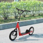 HOMCOM Patinete para Niños Mayores de 5 Años Scooter 2 Neumáticos Inflables de Caucho con Frenos Manillar Ajustable 117x52x80-85 cm Verde(c-1)