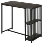 HOMCOM Mesa de Bar de Bistro Mesa Alta para Cocina Comedor con 3 Estantes Estructura de Metal Antivuelco Carga 100 kg 115x55x100 cm Blanco y Roble(c-4)