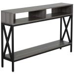 HOMCOM Mueble Recibidor Estrecho Mesa de Consola con 1 Cajón y 2 Estantes Abiertos Estilo Industrial para Pasillo Entrada Sala de Estar 100x30x80 cm Negro y Marrón(c-2)