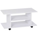 HOMCOM Mesa Auxiliar Mueble para Televisión con Ruedas tipo Mesa TV Móvil Armario de Tele Color Blanco Madera 80x40x40cm(c-2)