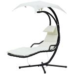 Outsunny Tumbona Colgante con Sombrilla Hamaca Sillón Balancín para Jardín con Toldo Estructura Estable de Acero 190x115x190 cm Crema