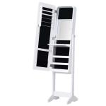 HomCom® Joyero de Pie con Espejo Armario para Joyas Luces LED Reclinable Guardajoyas Anillos Pendientes Collares