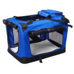 PawHut Bolsa de Transporte para Perros Gatos Mascotas Transportín de Viaje con 3 Entradas 60x42x42 cm Azul y Negro(c-1)