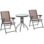 Outsunny Conjunto de 2 Sillas Plegables para Exterior Con Reposabrazos Sillas para Balcones Jardín Terraza 58x64x94 cm Gris Carga 100kg(c-2)