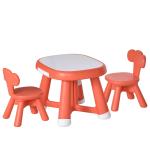 HOMCOM Conjunto de Mesa y 2 Sillas Infantiles Escritorio con Pizarra Blanca Multifuncional para Niños de +12 Meses 64,4x52x45,6 cm Rojo Coral