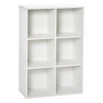 HOMCOM Estantería para Libros Estantes de Madera de 3 Niveles con 6 Compartimentos de Almacenaje para Sala de Estar Dormitorio Oficina 65,5x30x97,5 cm Blanco