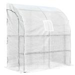 Outsunny Invernadero de Pared para Jardín Terraza con Estantes Ventana y 2 Puertas 200x100x215 cm Color Blanco PE(c-1)