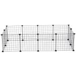 PawHut Valla Metálica para Mascotas con 12 Paneles Parque para Animales Pequeños Desmontable Diseño DIY Negro 106x73x36cm(c-2)