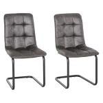 HOMCOM Conjunto de 2 Sillas de Comedor Tapizadas en Terciopelo con Asiento y Respaldo Acolchados Patas de Metal Estilo Moderno y Nórdico 57x45x88 cm Gris Oscuro