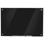 Vinsetto Pizarra Magnética de Cristal con Bandeja Pizarra de Pared sin Marco Incluye 4 Rotuladores y Borrador 90x60x0,45 cm Negro(c-1)