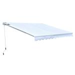 Outsunny Toldo Manual Plegable 3x2.5m de Aluminio Ángulo Ajustable con Manivela para Exterior Balcón Jardín Terraza Color Blanco