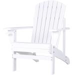 Outsunny Silla Adirondack de Madera Silla de Jardín con Reposabrazos y Respaldo Alto para Terraza Balcón Exterior 72,5x97x93 cm Blanco