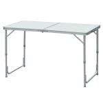 Outsunny Mesa de Camping Plegable y Convertible con Altura Regulable - Color Blanco - Aluminio y MDF - 120x60x54-70cm