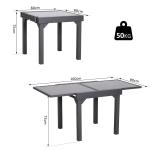 Outsunny Conjunto de Muebles Exterior para Jardín de 7 Piezas Incluye 1 Mesa y 6 Sillas con Resposabrazos Fabricado a Acero 150x90x72cm Negro(c-2)