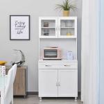 HOMCOM Armario Alacena de Cocina Buffet Aparador Organizador con 7 Estantes y un Cajón Extraíble 4 Puertas con Baldas Ajustables 101x39x180 cm Blanco(c-5)