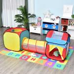 HOMCOM 3 en 1 Tienda De Campaña 1 Túnel Con 2 Carpas Zona Infantil Pop-Up Para Exterior y Interior Poliéster Más de 3 años(c-2)