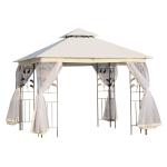 Outsunny Carpa para Exterior con Mosquitera 300x300x265 cm Cenador con Doble Techo Elegante para Jardín Terraza Color Beige(c-2)