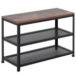 HOMCOM Banco Zapatero Estilo Industrial con 2 Estantes de Rejilla con Capacidad de Carga de 120kg 70x30x48 cm