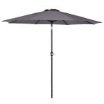 Outsunny Sombrilla de Jardín Ø300x250 cm con Manivela Parasol Exterior con Mecanismo de Inclinación y Poste Desmontable de Metal para Terraza Piscina Patio Gris Oscuro