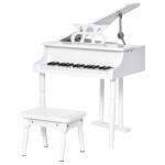 HOMCOM Piano Infantil 37 Teclas Teclado Electrónico Juego de Piano Regalo Juguete Educativo para Niños +3 Años con Micrófono Taburete Luces y 22 Canciones USB/MP3 Karaoke Rosa(c-3)