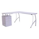 HOMCOM Escritorio Esquinero para Ordenador Escritorio en Forma de L con 3 Cajones Mesa Moderna para Oficina Estudio 143,5x143,5x76 cm Blanco(c-1)