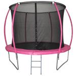 HOMCOM Cama Elástica Multifuncional para Exterior e Interior Trampolín Grande con Red Seguridad y Escalera Carga 100kg Diám.244x205 cm Rosa(c-1)