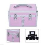 HOMCOM Maletín para Maquillaje Organizador Cosméticos Profesional 29x21x20cm Rosa