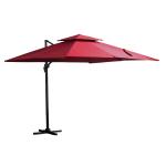 Outsunny Sombrilla de Jardín 300x300 cm Parasol Rectangular con Manivela Poste Giratorio 360° Doble Techo Inclinable en 6 Posiciones Base Cruzada Incluida Verde(c-2)