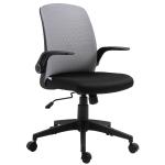 Vinsetto Silla de Oficina Ergonómica Silla Escritorio Giratoria Ajustable en Altura con Reposabrazos Abatible Soporte Lumbar y Respaldo Transpirable 57x61x93-102 cm Gris