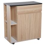 HOMCOM Kitchen Storage Trolley Cart Kitchen Island Cupboard Rolling Island Shelves Drawer Locking Wheels(c-2)