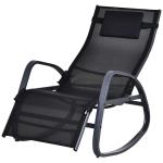 Outsunny Metal Frame Zero Gravity Rocking Patio Chair w/ Pillow Black(c-1)