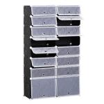 HOMCOM® GARDEROBA REGAŁ SZAFKA NA BUTY DIY 16 KOSTEK Z PP czarny + biały 95 x3 7 x 160 cm