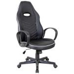 Vinsetto® FOTEL BIUROWY GAMINGOWY OBROTOWY REGULACJA WYSOKOŚCI FUNKCJA BUJANIA czarny+biały PU 62 x 69 x 112-121 cm