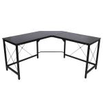 HOMCOM® STOLIK KOMPUTEROWY BIURKO NAROŻNE W KSZTAŁCIE L MDF czarny 150 x 150 x 76 cm